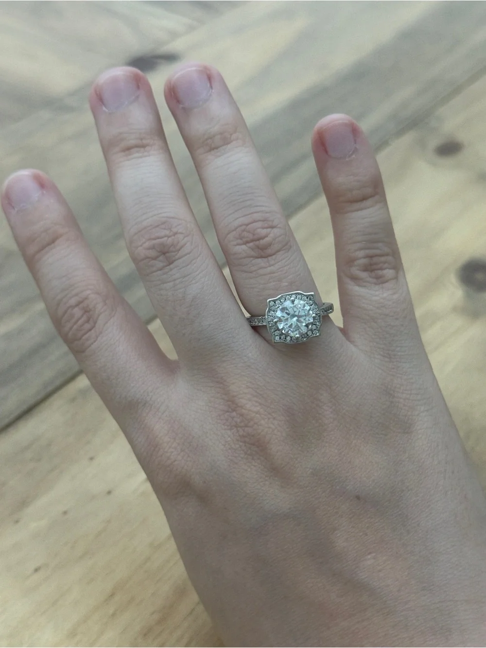 Large CZ rhodium plated adjustable size women’s ring size 8-12